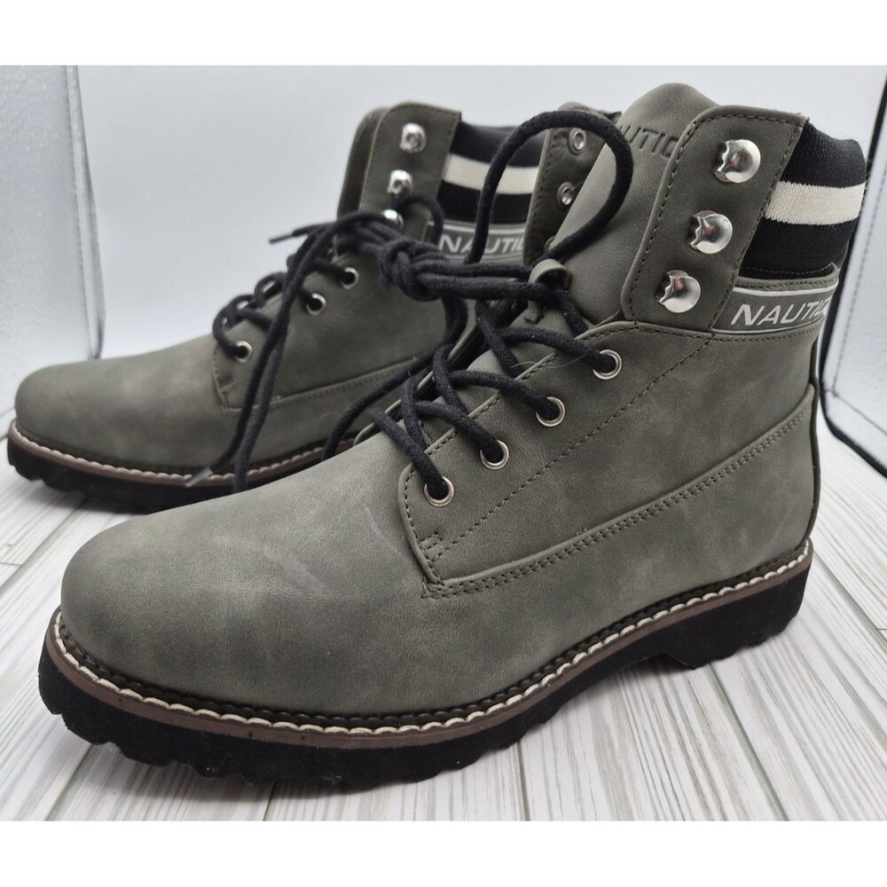 Nautica Galiah Faux Suede Green Gray Combat Boots Size 9 new without box - Picture 2 of 6